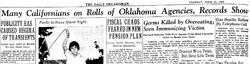 Article from the Daily Oklahoman recording the number of Californians moving to Oklahoma