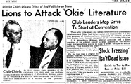 Article from the Daily Oklahoman showing Lions' Club outrage at The Grapes of Wrath