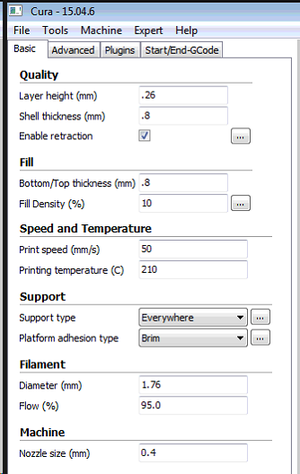 Our Cura settings for PrintrBot Play